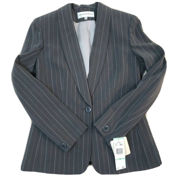 JONES NEW YORK SUIT~Woman Size 8~ Gray Striped Blazer Jacket Fully Lined NWT. - Picture 1 of 12